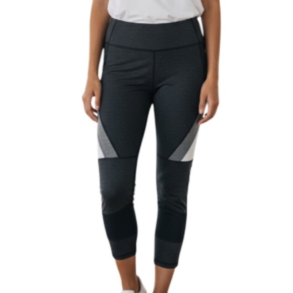 Reitmans Hyba Activewear Colorblock Leggings Black Grey Mesh Panel M - Picture 1 of 13